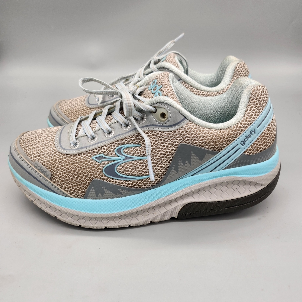 G-Defy Women's Athletic Shoes - Tan and Blue